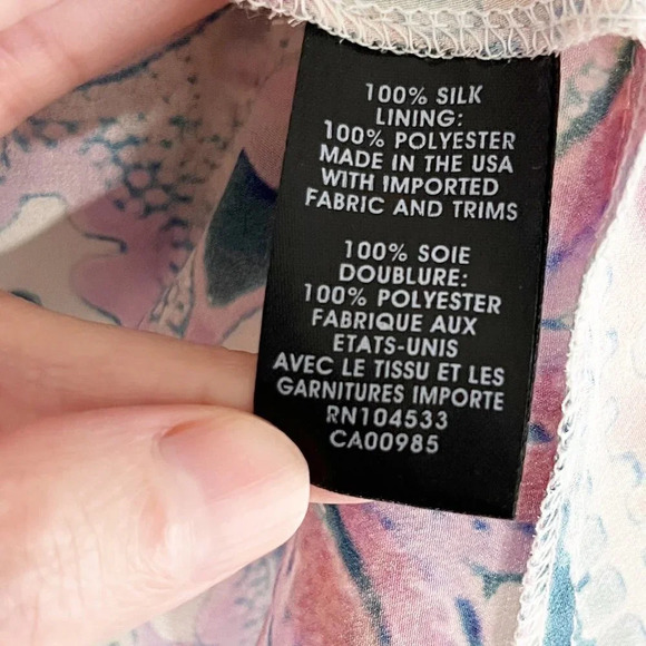 Nanette Lepore Floral Flutter Sleeve 100% Silk Blouse Women's Size 0 - Picture 8 of 9